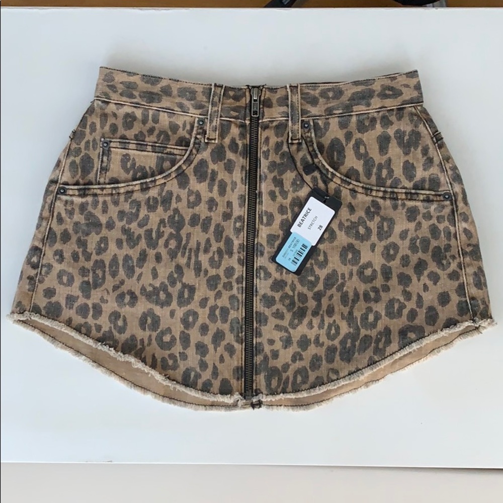 LF Carmar denim cheetah skirt NWT